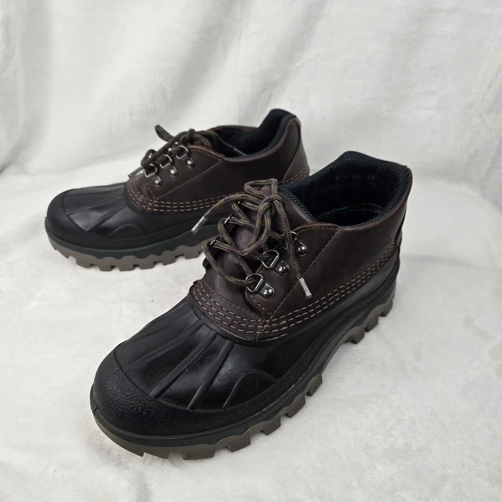 LL Bean Baffin Technology Mens Duck Boots Brown Leather Rubber Low Top Size 9